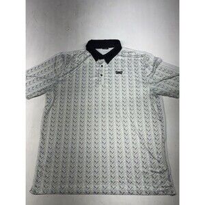 PXG Cactus Print Golf Polo Performance Short Sleeve Breathable White Mens XL